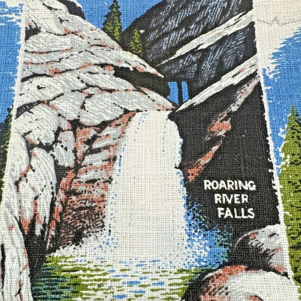 Vintage KayDee Linen‎ Tea Towel Sequoia Nat Park CA Handprint Vintage Souvenir